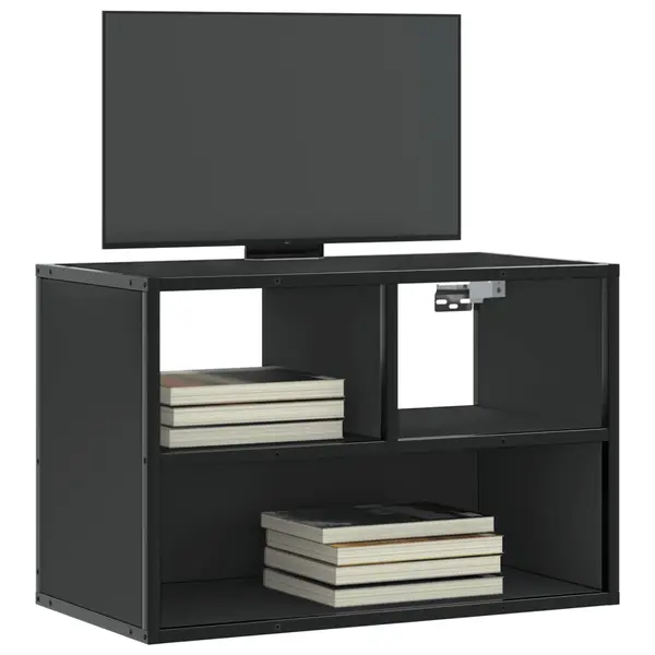 Gossi dulap tv, negru, 60x31x39,5 cm, lemn prelucrat si metal