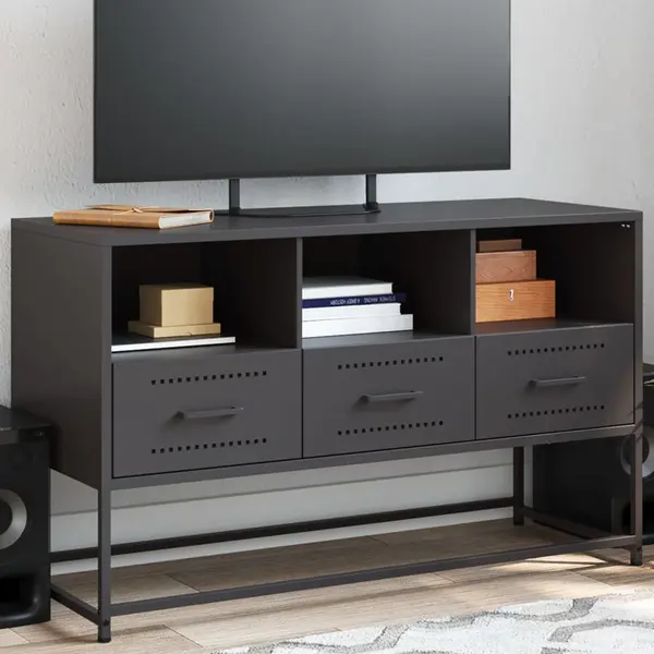 Gossi dulap tv, negru, 68,5x39x60,5 cm, otel