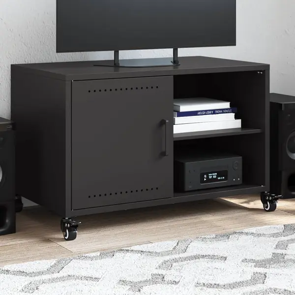 Gossi dulap tv, negru, 68x39x43,5 cm, otel laminat la rece