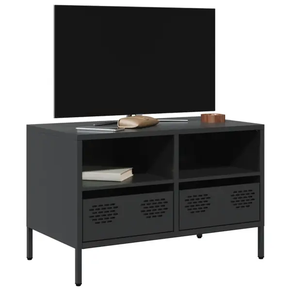 Gossi dulap tv, negru, 68x39x43,5 cm, otel laminat la rece
