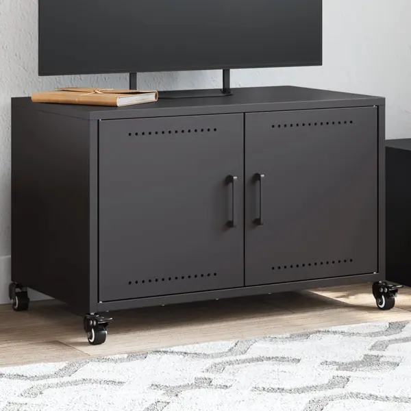 Gossi dulap tv, negru, 68x39x43,5 cm, otel laminat la rece