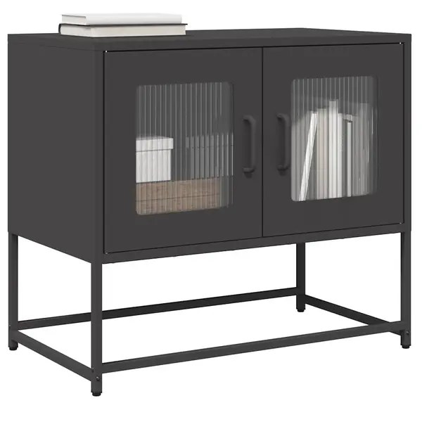 Gossi dulap tv, negru, 68x39x60,5 cm, otel laminat la rece