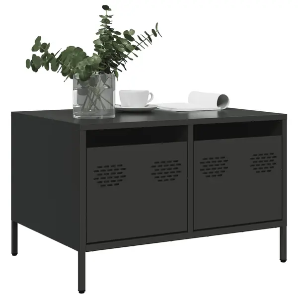 Gossi dulap tv, negru, 68x50x43,5 cm, otel laminat la rece