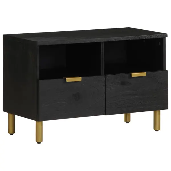 Gossi dulap tv, negru, 70x33x46 cm, lemn prelucrat