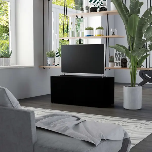 Gossi dulap tv, negru, 80 x 34 x 36 cm, lemn prelucrat
