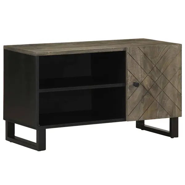 Gossi dulap tv, negru, 80x33x46 cm, lemn masiv de mango