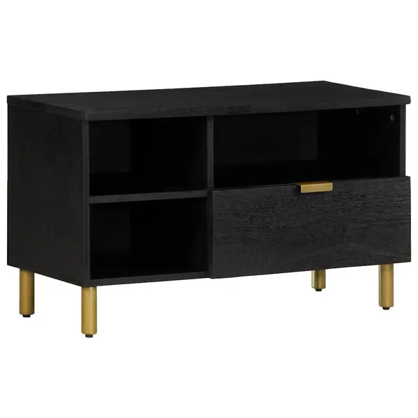 Gossi dulap tv, negru, 80x33x46 cm, lemn prelucrat