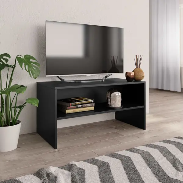Gossi dulap tv, negru, 80x40x40 cm, lemn prelucrat