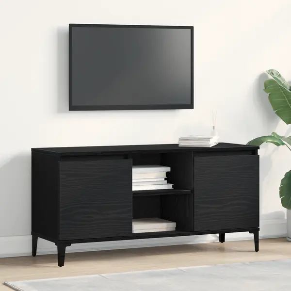 Gossi dulap tv negru stejar 102x35x50 cm lemn prelucrat