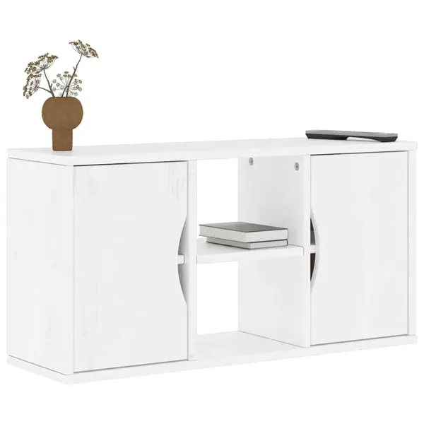 Gossi dulap tv „odda” alb 79x24x40 cm din lemn masiv de pin