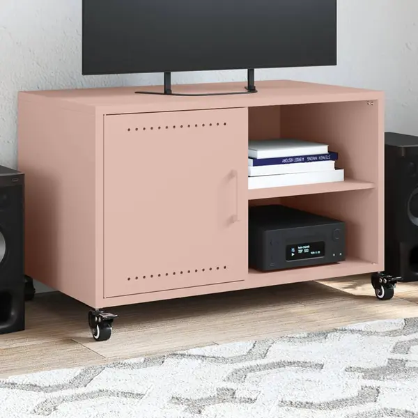 Gossi dulap tv, roz, 68x39x43,5 cm, otel laminat la rece
