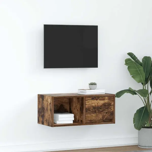 Gossi dulap tv stejar afumat 60x31x25,5 cm din lemn de prelucrare