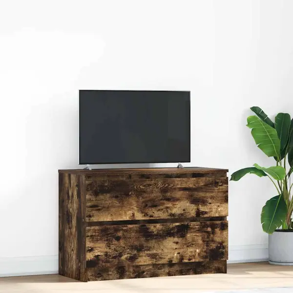 Gossi dulap tv stejar afumat 80x35x54 cm lemn prelucrat