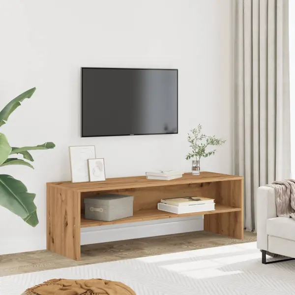 Gossi dulap tv, stejar artizanal, 120x40x40 cm, lemn prelucrat