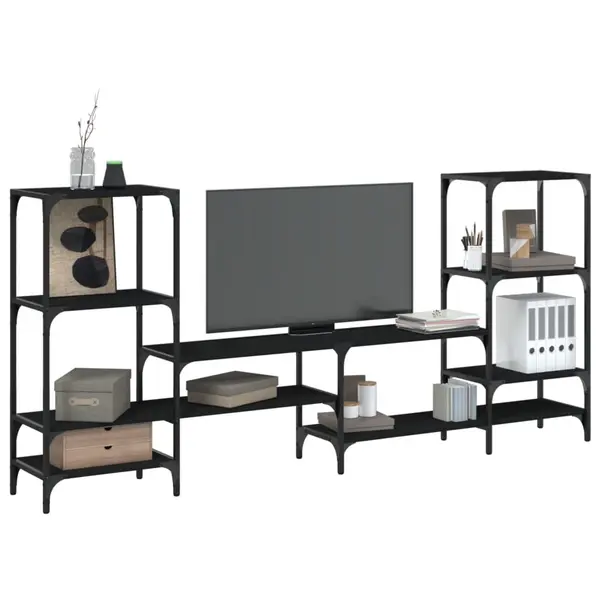Gossi dulap tv, stejar fumuriu, 206,5x28,5x95 cm, lemn prelucrat