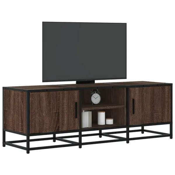 Gossi dulap tv, stejar maro, 120x35x41 cm, lemn prelucrat si metal