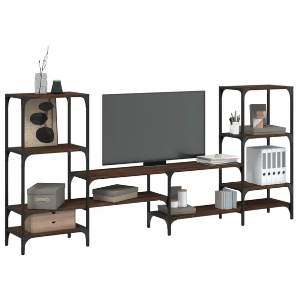 Gossi dulap tv, stejar maro, 206,5x28,5x95 cm, lemn prelucrat