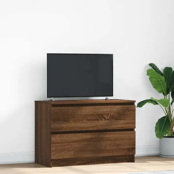 Gossi dulap tv stejar maro 80x35x54 cm lemn prelucrat