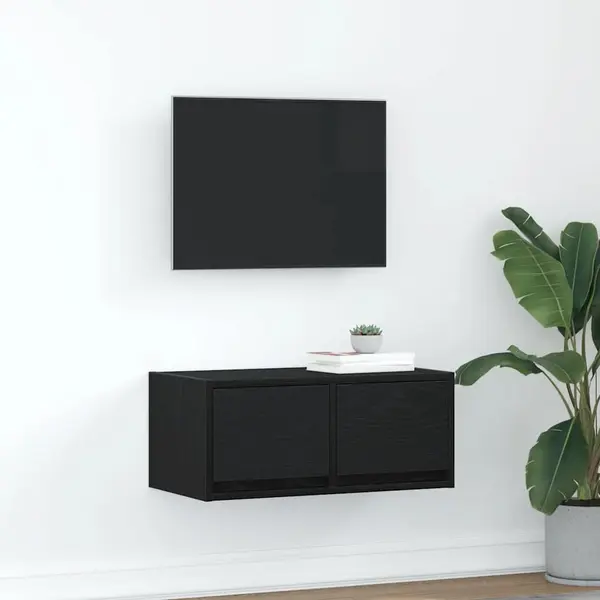 Gossi dulap tv stejar negru 60x31x25,5 cm lemn prelucrat