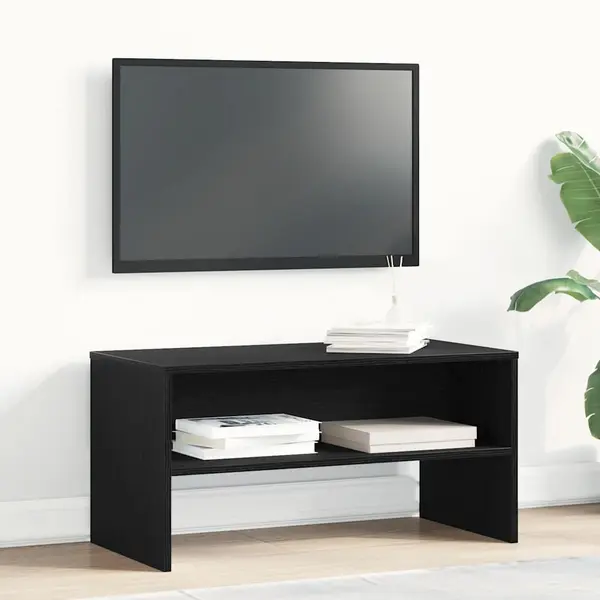 Gossi dulap tv stejar negru 80x40x40 cm lemn prelucrat