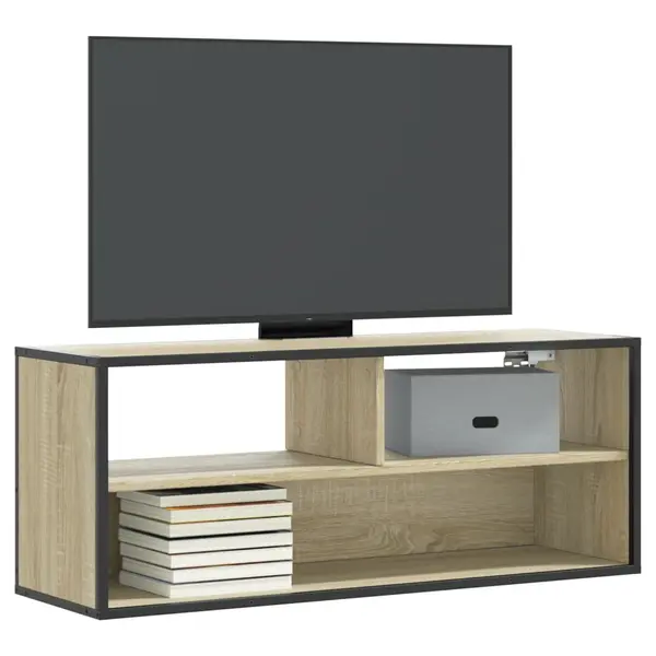 Gossi dulap tv stejar sonoma, 100x31x39,5 cm, lemn prelucrat si metal