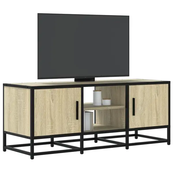 Gossi dulap tv, stejar sonoma, 100x35x41 cm, lemn prelucrat si metal