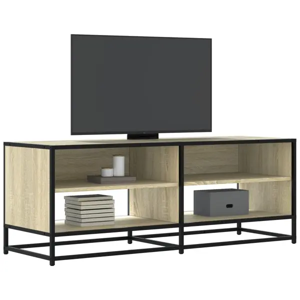 Gossi dulap tv stejar sonoma, 120,5x40x46 cm, lemn prelucrat si metal