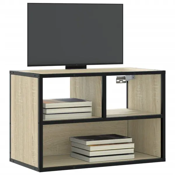 Gossi dulap tv, stejar sonoma, 60x31x39,5cm, lemn prelucrat si metal