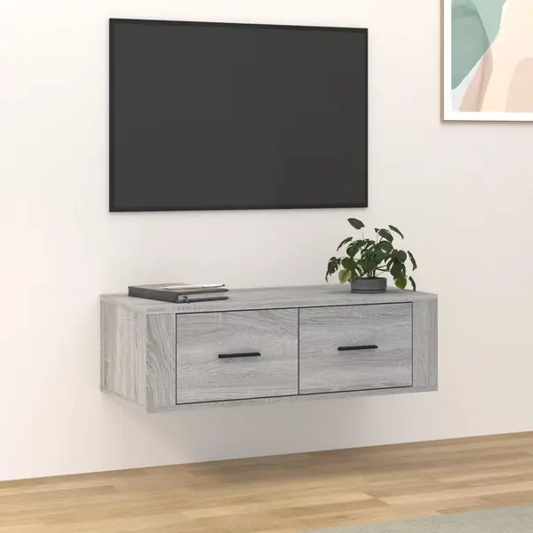 Gossi dulap tv suspendat, gri sonoma, 80x36x25 cm, lemn prelucrat