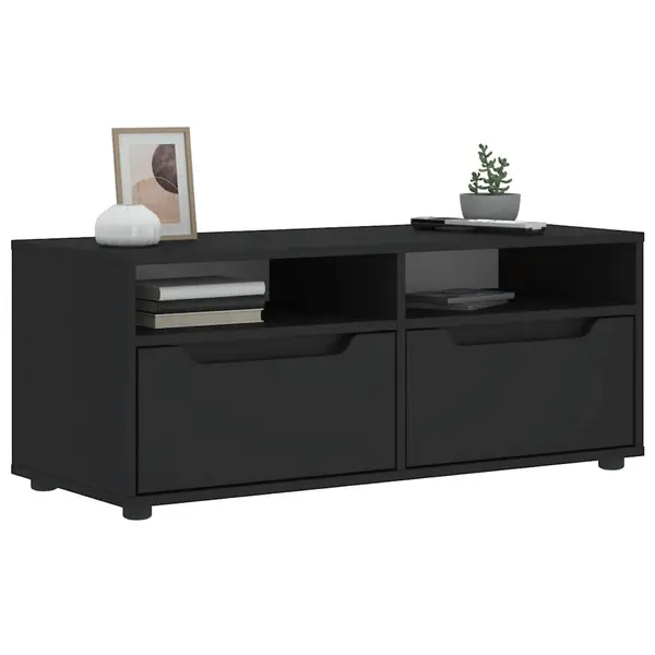 Gossi dulap tv „visnes” negru 100x40x38 cm lemn prelucrat