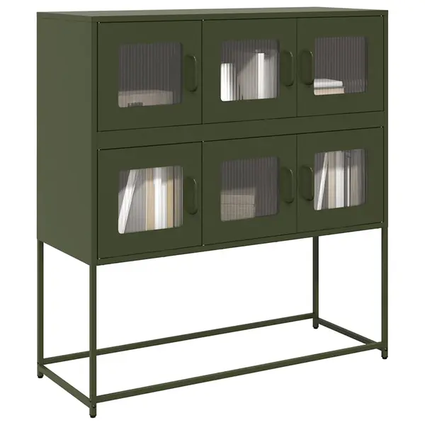 Gossi dulap, verde masliniu, 100,5x39x107 cm, otel laminat la rece