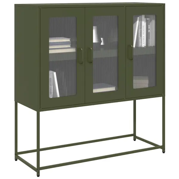 Gossi dulap, verde masliniu, 100,5x39x107 cm, otel laminat la rece