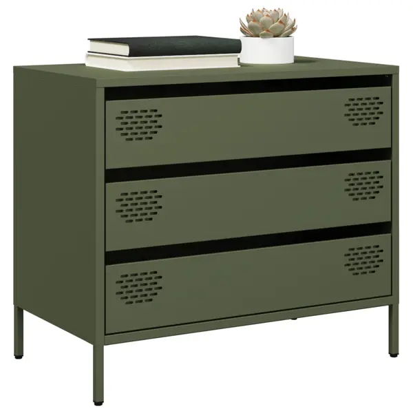 Gossi dulap, verde masliniu, 68x39x58,5 cm, otel laminat la rece