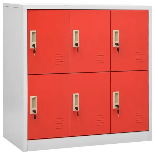 Gossi dulap vestiar, gri deschis si rosu, 90x45x92,5 cm, otel