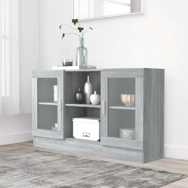 Gossi dulap vitrina, gri sonoma, 120x30,5x70 cm, lemn prelucrat