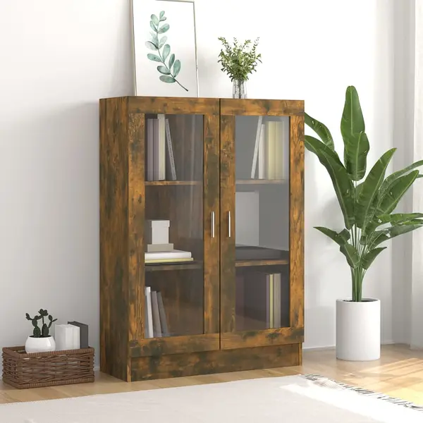 Gossi dulap vitrina, stejar fumuriu, 82,5x30,5x115 cm, lemn prelucrat