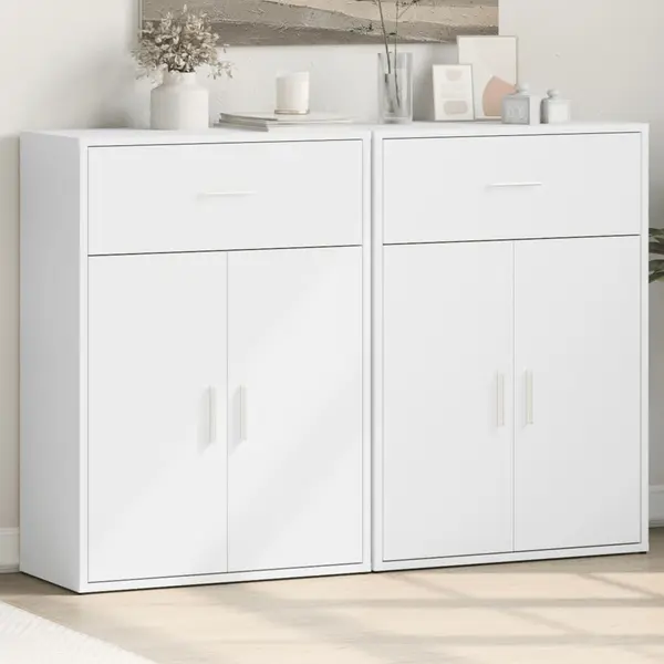 Gossi dulapuri, 2 buc., alb, 60x30x84 cm, lemn prelucrat