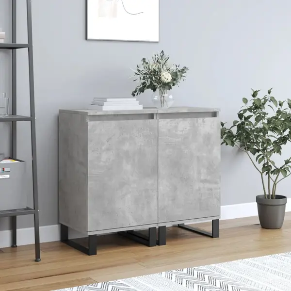 Gossi dulapuri, 2 buc., gri beton, 40x35x70 cm, lemn prelucrat