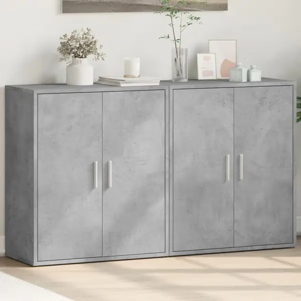 Gossi dulapuri, 2 buc., gri beton, 60x31x70 cm, lemn prelucrat
