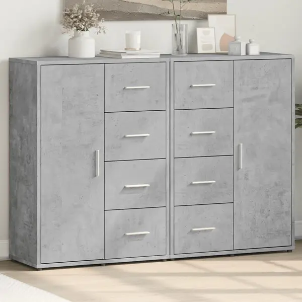 Gossi dulapuri, 2 buc., gri beton, 60x31x84 cm, lemn prelucrat