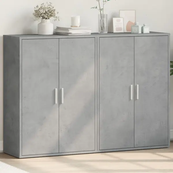 Gossi dulapuri, 2 buc., gri beton, 60x31x84 cm, lemn prelucrat