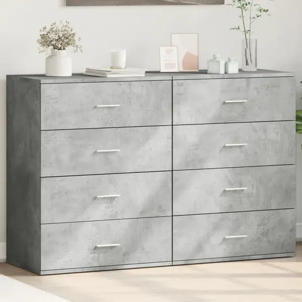 Gossi dulapuri, 2 buc., gri beton, 60x39x80 cm, lemn prelucrat