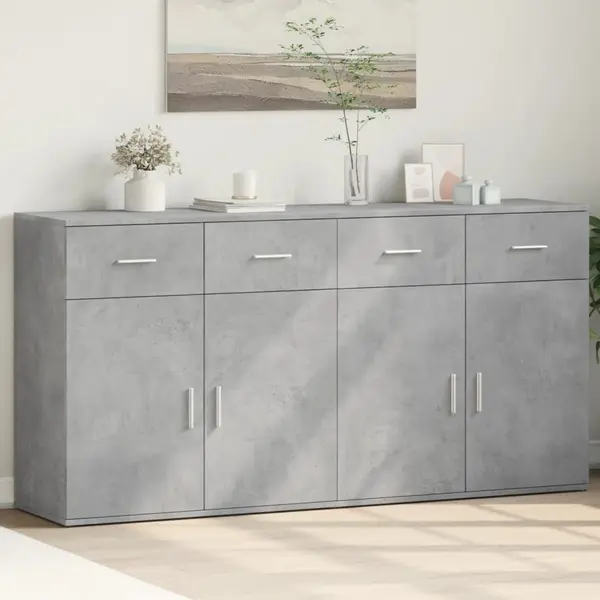 Gossi dulapuri, 2 buc., gri beton, 79x38x80 cm, lemn prelucrat