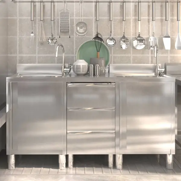 Gossi dulapuri de bucatarie comerciale, 3 buc., otel inoxidabil