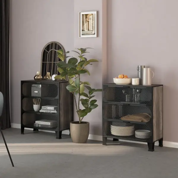 Gossi dulapuri de depozitare, 2 buc., gri, 72x36x82 cm, metal/mdf