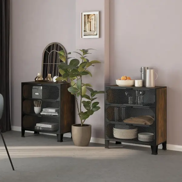 Gossi dulapuri de depozitare 2 buc. maro rustic 72x36x82 cm metal/mdf