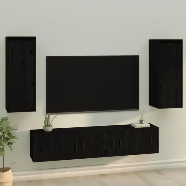 Gossi dulapuri de perete 2 buc. negru 30x30x80 cm lemn masiv de pin