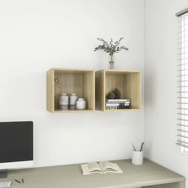 Gossi dulapuri de perete, 2 buc., stejar sonoma, 37x37x37 cm, pal