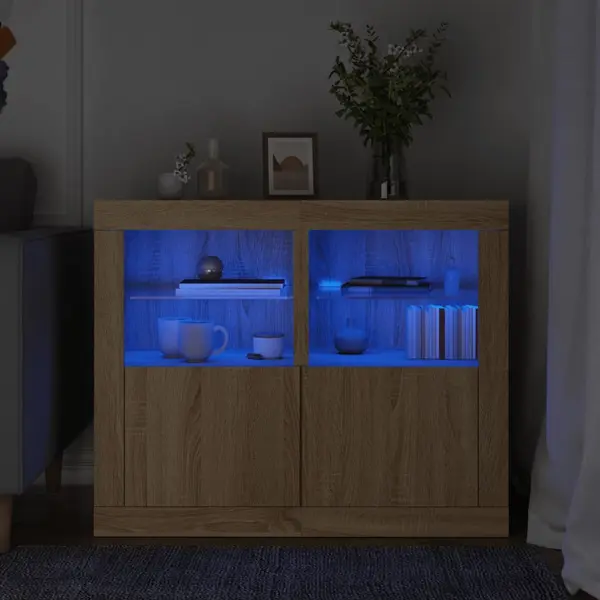 Gossi dulapuri laterale cu lumini led 2 buc. stejar sonoma
