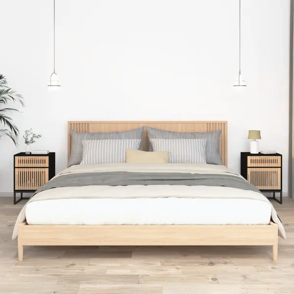 Gossi dulapuri noptiera, 2 buc., negru, 40x30x55,5 cm, lemn & fier